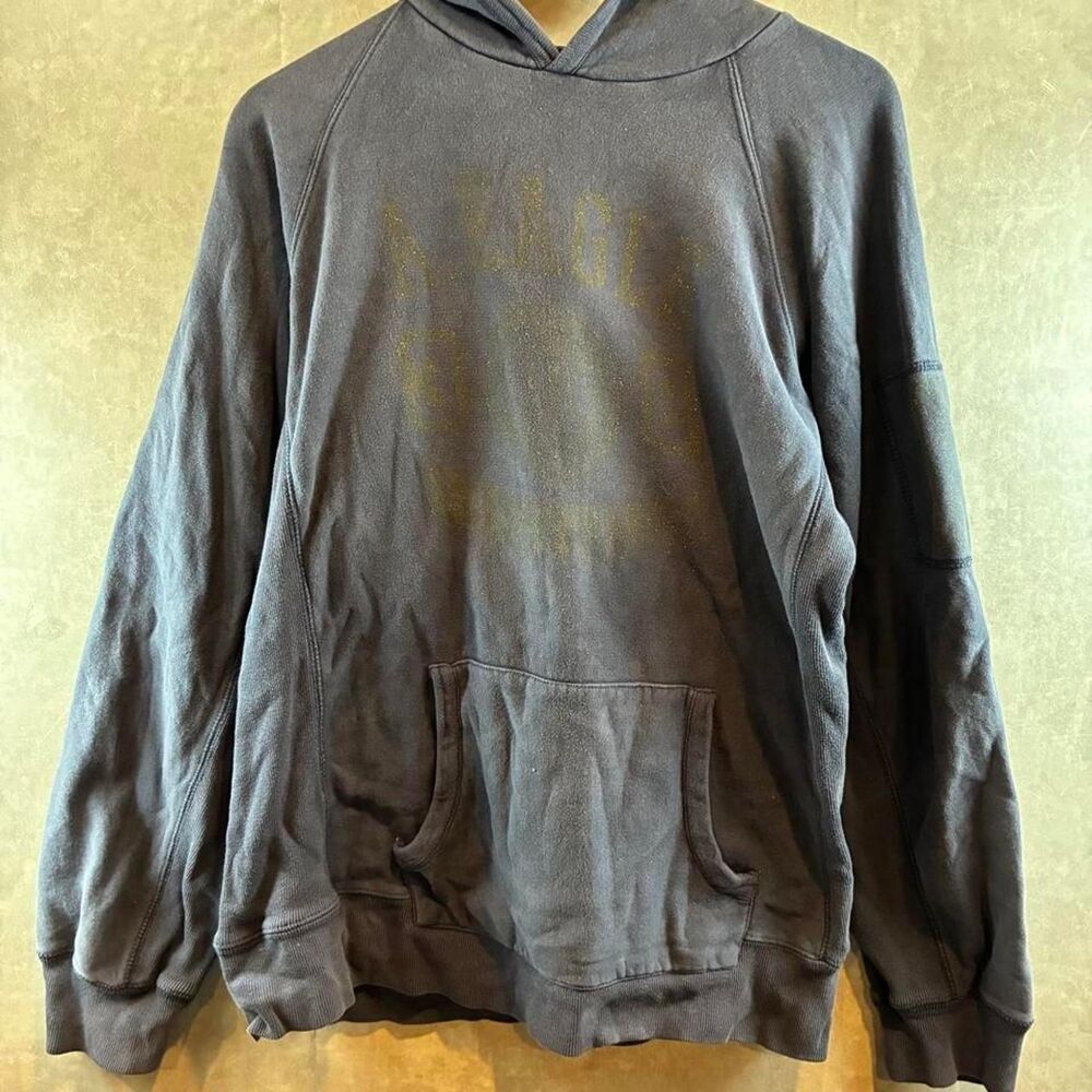 American-eagle Men's Black and Navy Hoodie